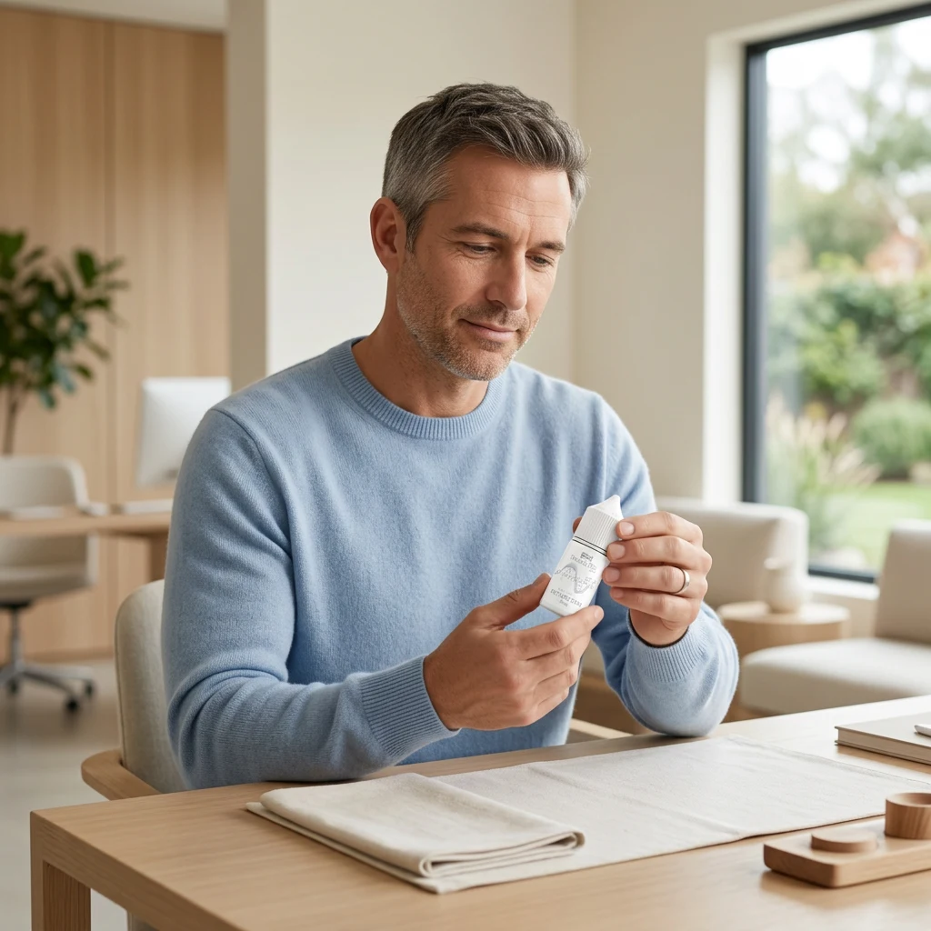 A calm portrait of a trusted advisor holding an Elite RX bottle